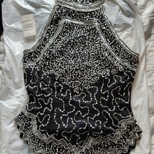 Sequence top, size 5. Hand beaded